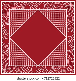 design of tablecloth from lace pattern. red color. vector illustration. for scarf, Carpet, Pillowcase.