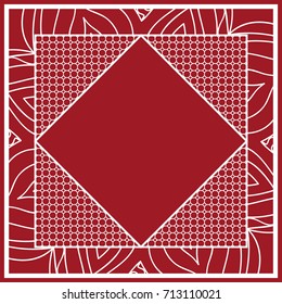 design of tablecloth from lace pattern. red color. vector illustration. for scarf, Carpet, Pillowcase.