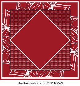 design of tablecloth from lace pattern. red color. vector illustration. for scarf, Carpet, Pillowcase.