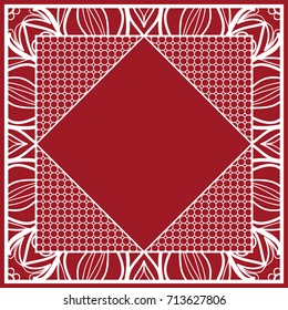 design of tablecloth from lace pattern. red color. vector illustration. for scarf, Carpet, Pillowcase.