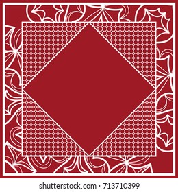 design of tablecloth from lace pattern. red color. vector illustration. for scarf, Carpet, Pillowcase.