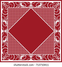 design of tablecloth from lace pattern. red color. vector illustration. for scarf, Carpet, Pillowcase.