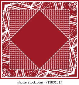 design of tablecloth from lace pattern. red color. vector illustration. for scarf, Carpet, Pillowcase.