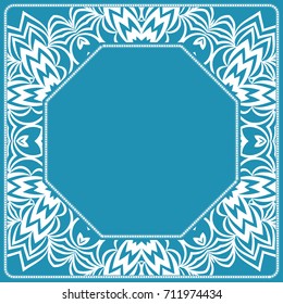 design of tablecloth from lacy pattern. blue, silver color. vector illustration