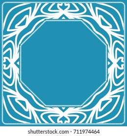 design of tablecloth from lacy pattern. blue, silver color. vector illustration