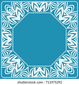 design of tablecloth from lacy pattern. blue, silver color. vector illustration