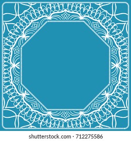 design of tablecloth from lacy pattern. blue, silver color. vector illustration