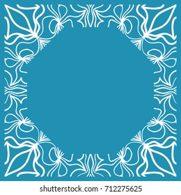design of tablecloth from lacy pattern. blue, silver color. vector illustration