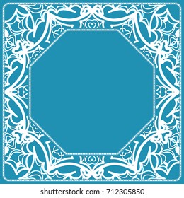 design of tablecloth from lacy pattern. blue, silver color. vector illustration