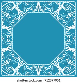design of tablecloth from lacy pattern. blue, silver color. vector illustration
