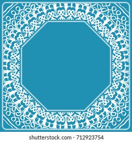 design of tablecloth from lacy pattern. blue, silver color. vector illustration