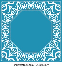 design of tablecloth from lacy pattern. blue, silver color. vector illustration