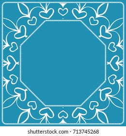 design of tablecloth from lacy pattern. blue, silver color. vector illustration