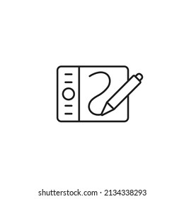 Design tablet with pen line icon