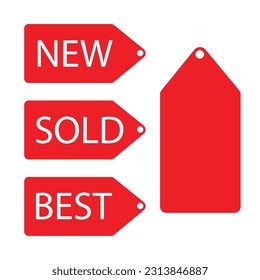 Design Tag Label Red on a white background. Vector illustration.