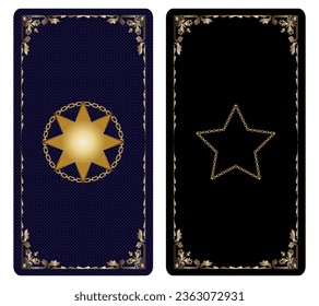 Design for Tarot, Spielkarten. Vorlage für Tarot, Rückseite. Beispieldesign. Karten festlegen