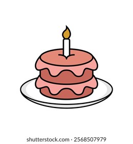 Design tart cake with birthday candles on a vector plate