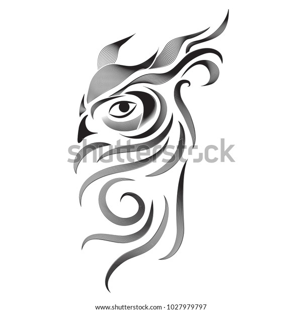 Immagine Vettoriale Stock A Tema Design Tattoo Owl Royalty Free