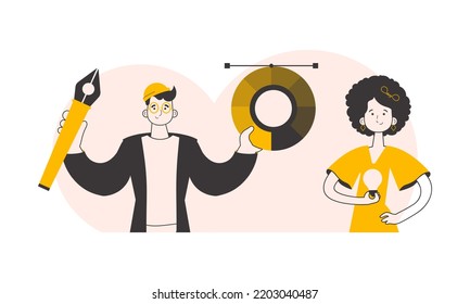 Design team. Linear style. Vector illustration.