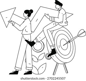 Diseño de trabajo en equipo éxito objetivo flecha crecimiento estrategia de negocio logro colaboración objetivos Plan progreso vectorial arte ilustración png