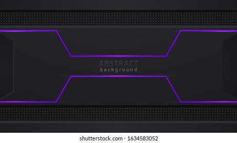 Design tech layout. Purple and black contrast abstract technology background. Purple backlight. Vector corporate design.
