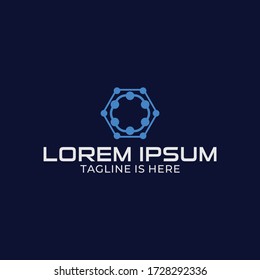 Design a technological logo with a minimalist style in the shape of a hexagon.