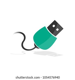 Design IT technology, conector USB icon with green color, illustration vector