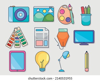 conjunto de dispositivos de diseño y tecnología