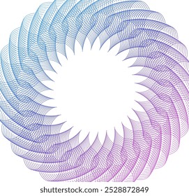 Design For Technology, Digital Art, Abstract Backgrounds, Futuristic Concepts, Science for Banner, Web-design, Brochure, Presentation. Abstract circular pattern with wavy gradient lines in purple