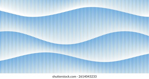 Design For Technology, Finance, Medical Innovation, Corporate Branding, Futuristic Interfaces for Banner, Brochure, Presentation, Web-design. Wavy vertical blue lines on white creating smooth flow