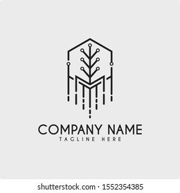 Design a technology tree logo with a hexagon frame