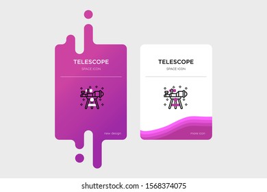 Design telescope icons on white and purple backgrounds. made with a space theme