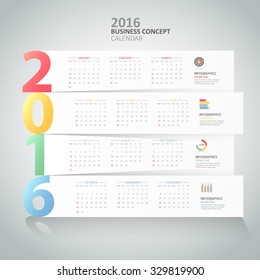 Design template 2016 calendar,  for business concept