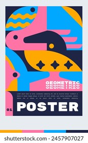 Design template for an A4 poster or banner with a animal geometric. illustration vector shape. minimalist and Scandinavian design style.