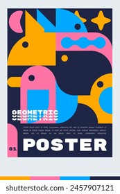 Design template for an A4 poster or banner with a animal geometric. illustration vector shape. minimalist and Scandinavian design style.