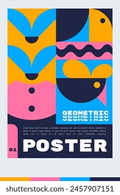 Design template for an A4 poster or banner with a animal geometric. illustration vector shape. minimalist and Scandinavian design style.