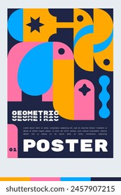 Design template for an A4 poster or banner with a animal geometric. illustration vector shape. minimalist and Scandinavian design style.