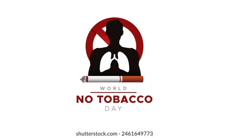 Design-Vorlage zum Gedenken an den World No Tobacco Day. Konzept der Pflege der Lungengesundheit durch Tabak. Nichtraucherdesign, Bewusstsein für die gesundheitlichen Gefahren des Tabaks