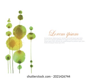 Design template with abstract green ink wash painting and place for your text on white background