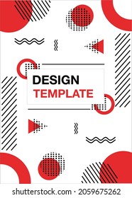 Design Template with Abstract Memphis Red and White Background
