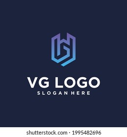 Design-Vorlage, abstraktes minimalistisches v.g-Logo mit Anfangsbuchstaben im trendigen Stil