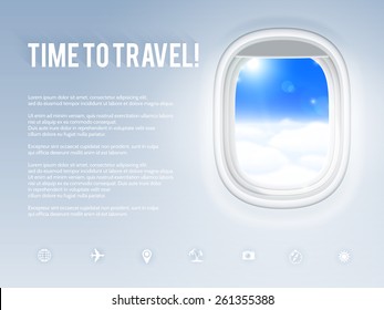 Design template with aircraft porthole, vector illustration.