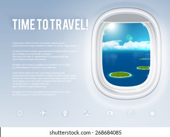 Design template with aircraft porthole, vector illustration.