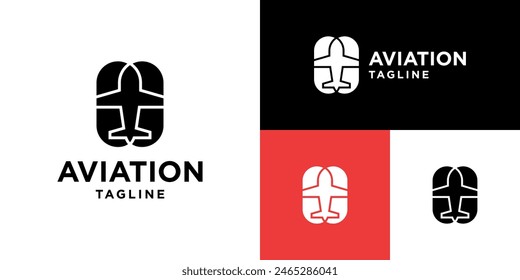 Design template of airplane logo. Travel, tour, transportation, speed. Symbol icon, vector EPS 10.