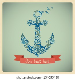 Design template with anchor of gulls.