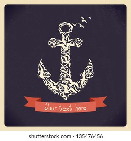 Design template with anchor of gulls.