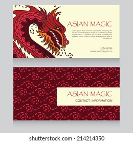 design template for asian company business card, vector illustration