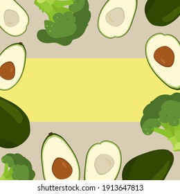 design template with avocado and broccoli