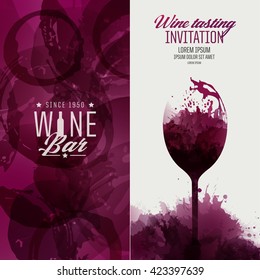 Design template background wine stains. Illustrations glass of wine with stains. Suitable for tasting events, wine presentation or wine list. Vector