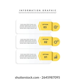 Design template banner infographic. 3 step process information or presentation with icons. 